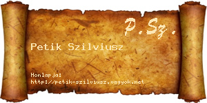 Petik Szilviusz névjegykártya